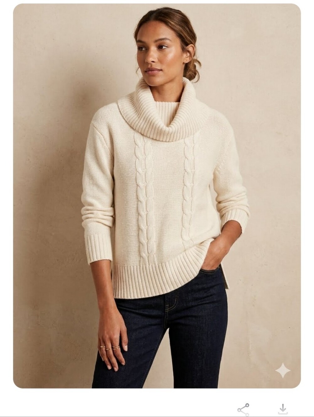 NWT. J.Crew Cable Knit Cowl Neck Pullover Sweater Sz. M Cream